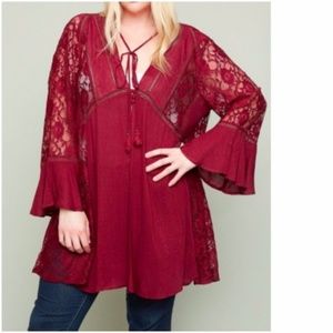 cynthia // bell sleeve lace plus size tunic top